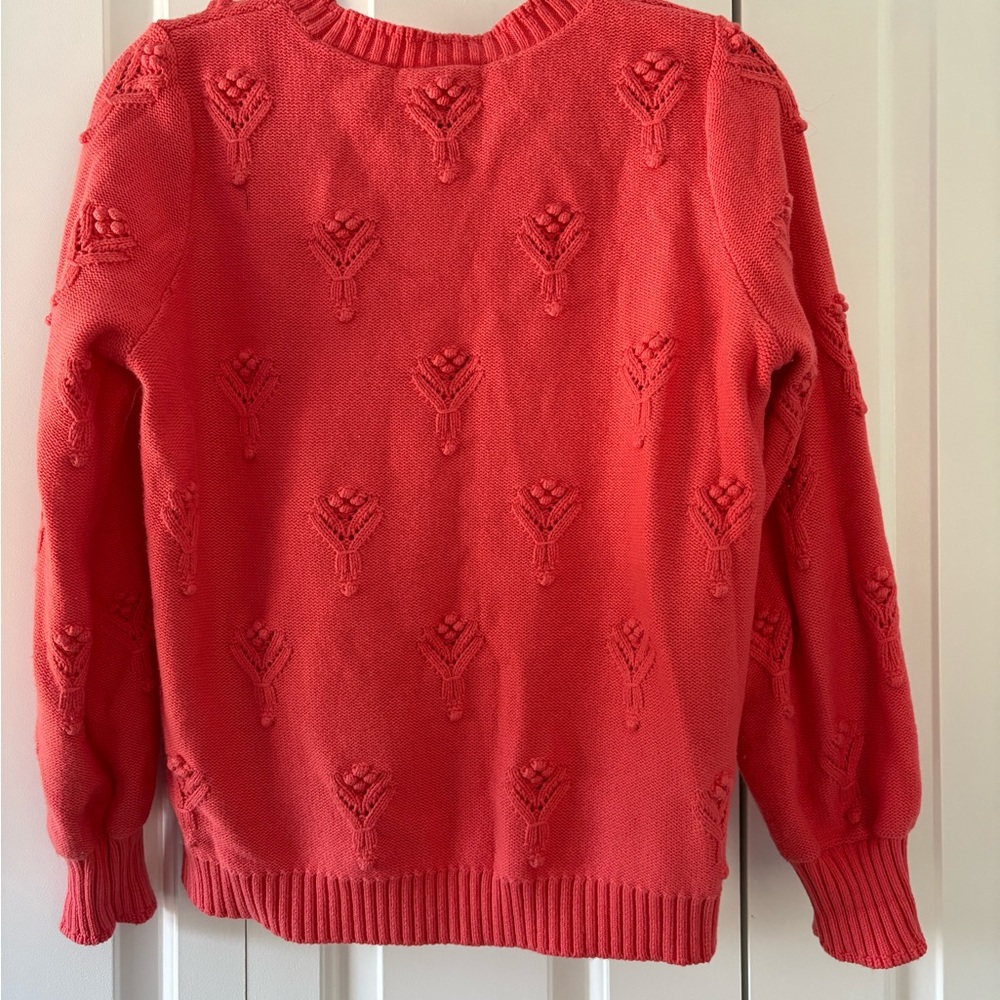 LOFT Women Large Petite Coral Textured Crew Neck Sweater - Picture 2 of 10